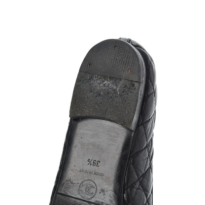 Chanel Aged Calfskin Quilted CC Cap Toe Ballerina Flats 39.5 Black 13 of 21