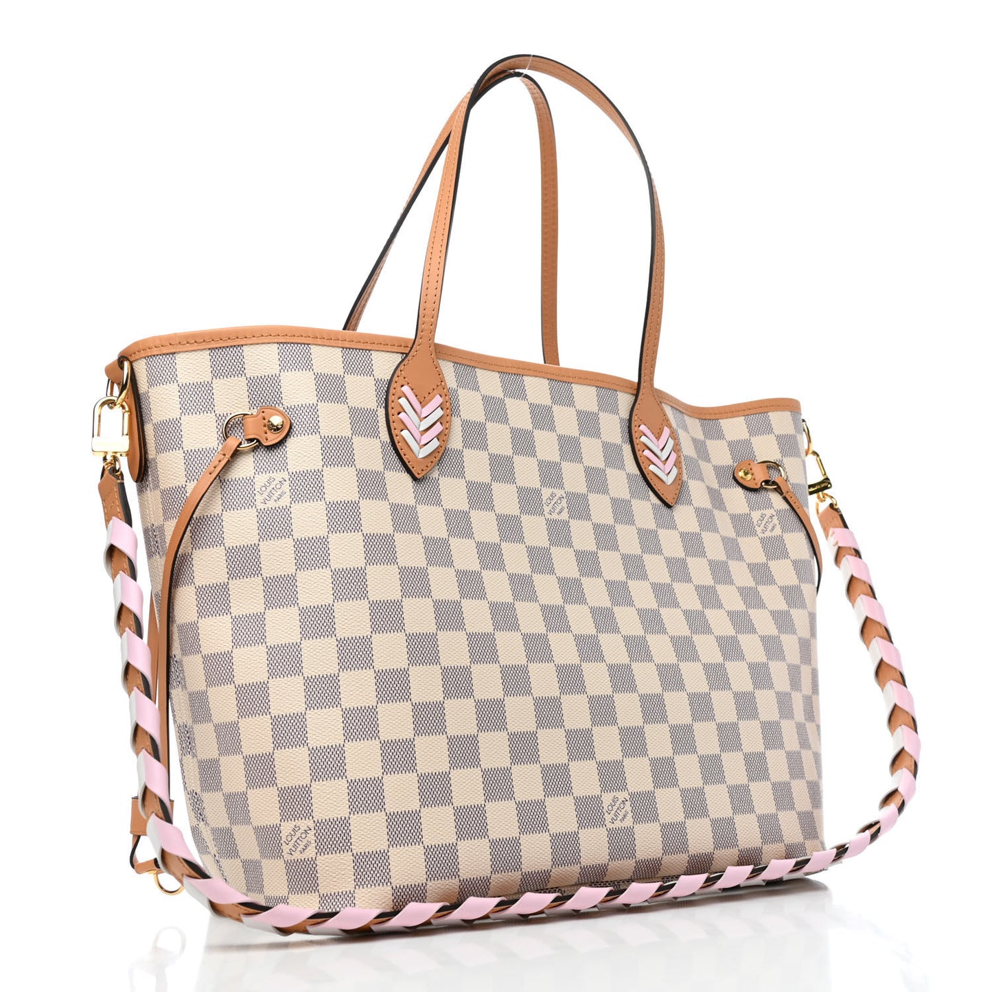 Damier Azur Braided Neverfull MM Pink