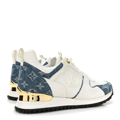 Louis Vuitton Calfskin Monogram Denim Run Away Sneakers 37.5 White 4 of 11