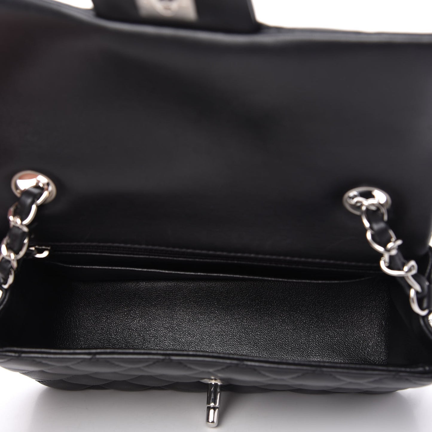 Lambskin Quilted Mini Rectangular Flap Black