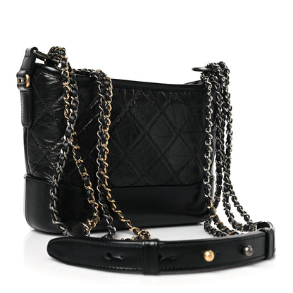 Chanel Aged Calfskin Quilted Small Gabrielle Hobo Black 3 of 9
