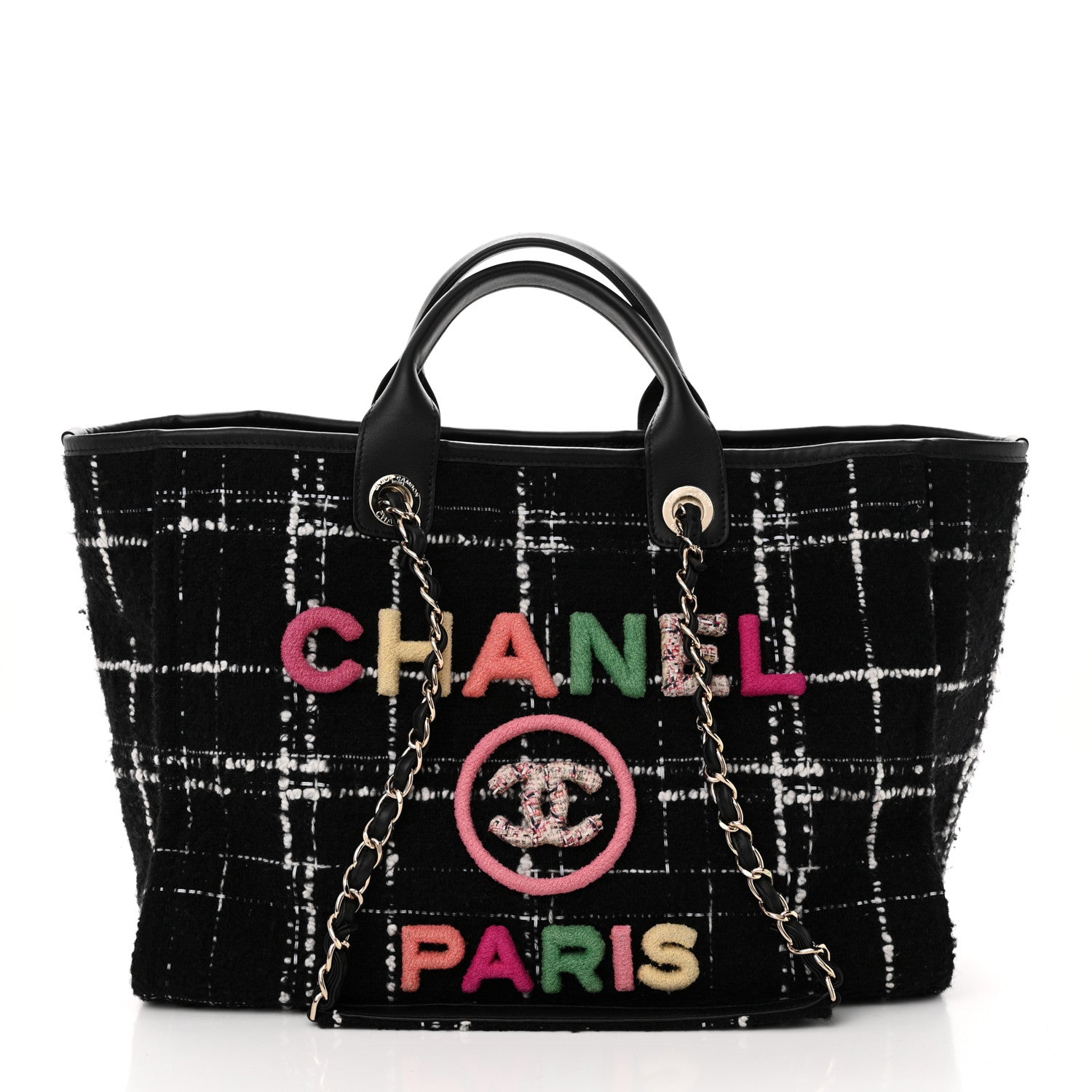 Chanel Tweed Medium Deauville Tote Black White Multicolor 1 of 12
