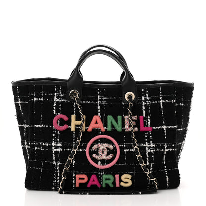 Chanel Tweed Medium Deauville Tote Black White Multicolor 1 of 12