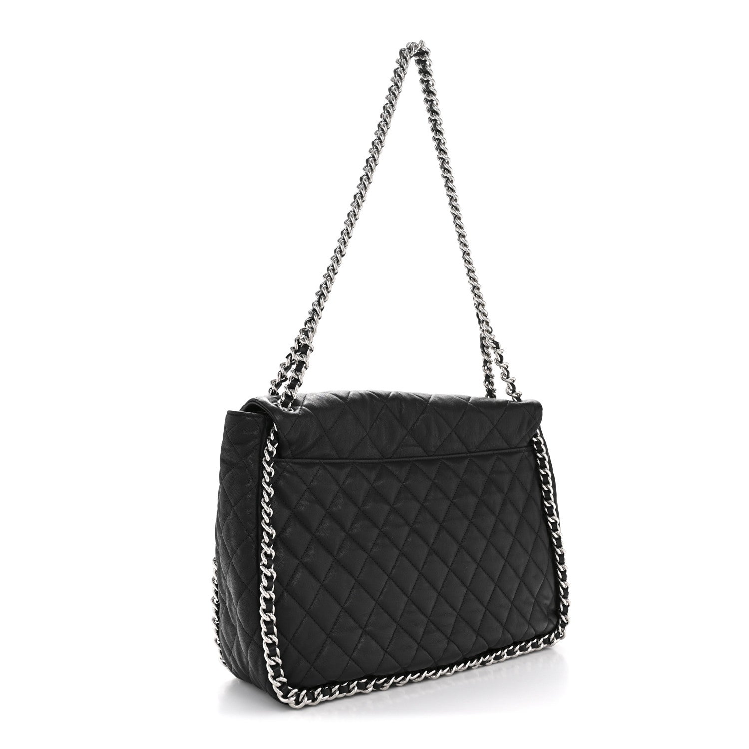 Chanel Washed Lambskin Quilted Maxi Chain Around Flap Black 3 of 13