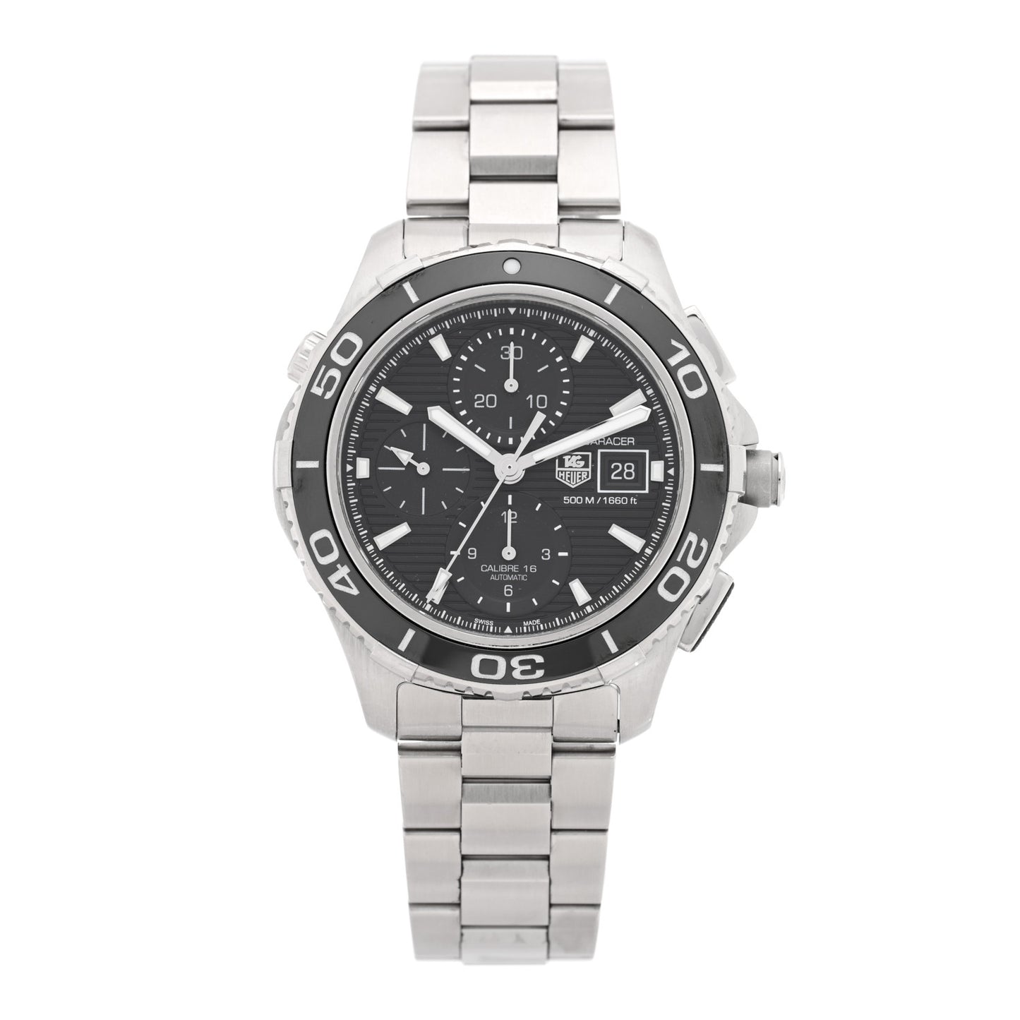 Stainless Steel 43mm Aquaracer 500M Automatic Watch Black CAK2110