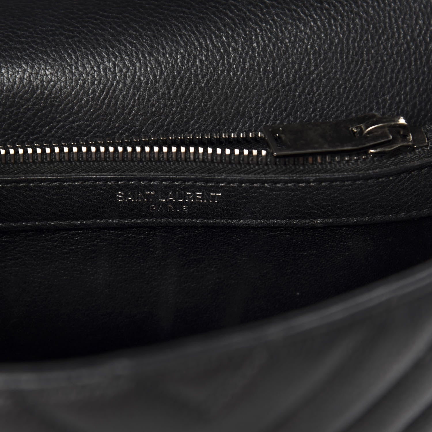 Saint Laurent Sheepskin Matelasse Chevron Monogram Medium College Bag Black 12 of 18