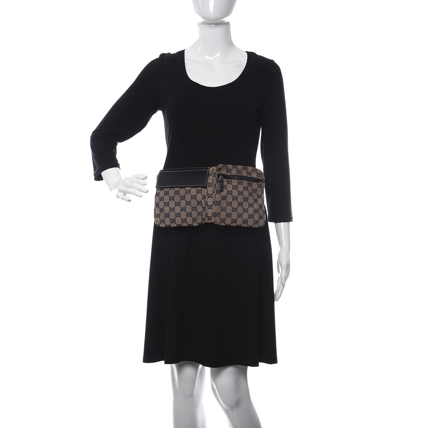 GG Monogram Web Double Pocket Belt Bag Navy
