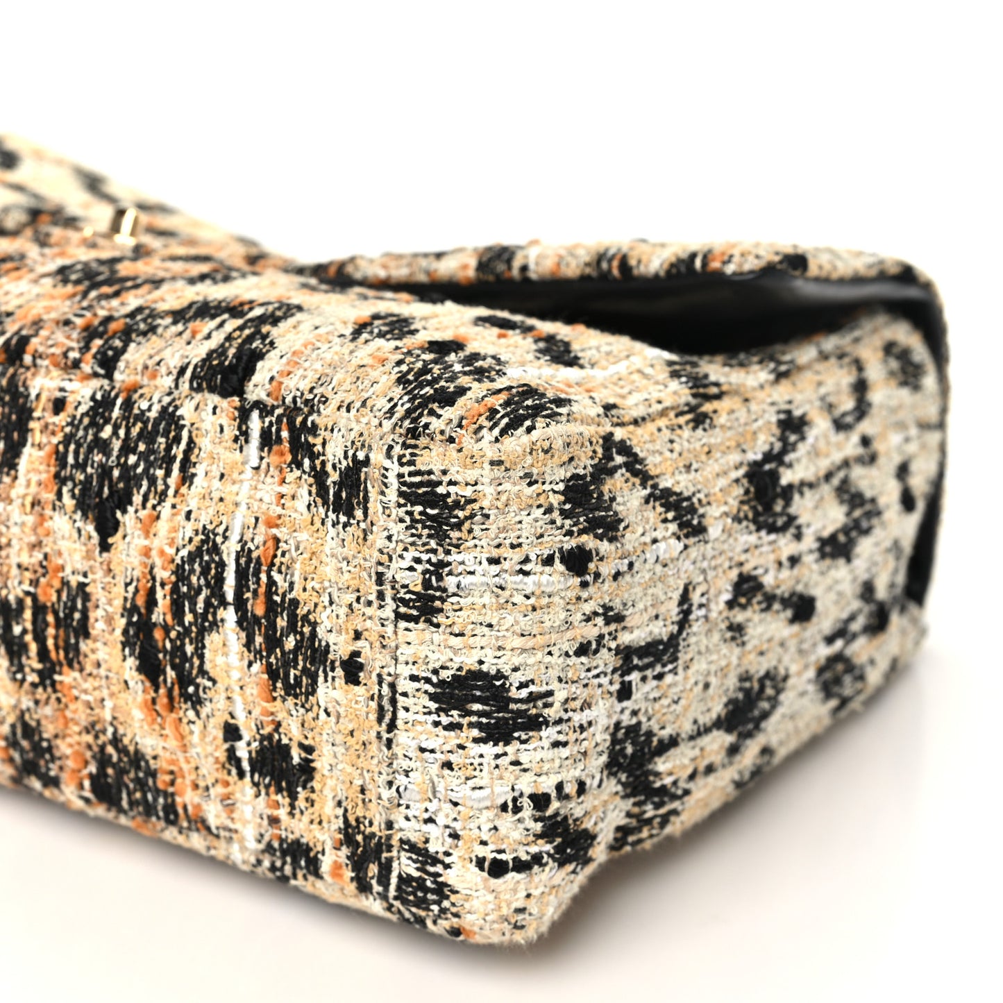 Tweed Mixed Fibers Leopard Print Souplissimo Maxi Flap Brown Black White