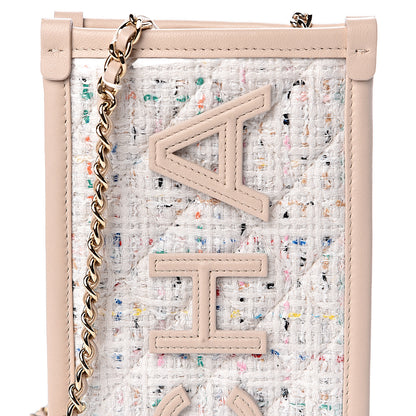 Chanel Tweed PVC Lambskin Clutch With Chain Light Beige 8 of 10