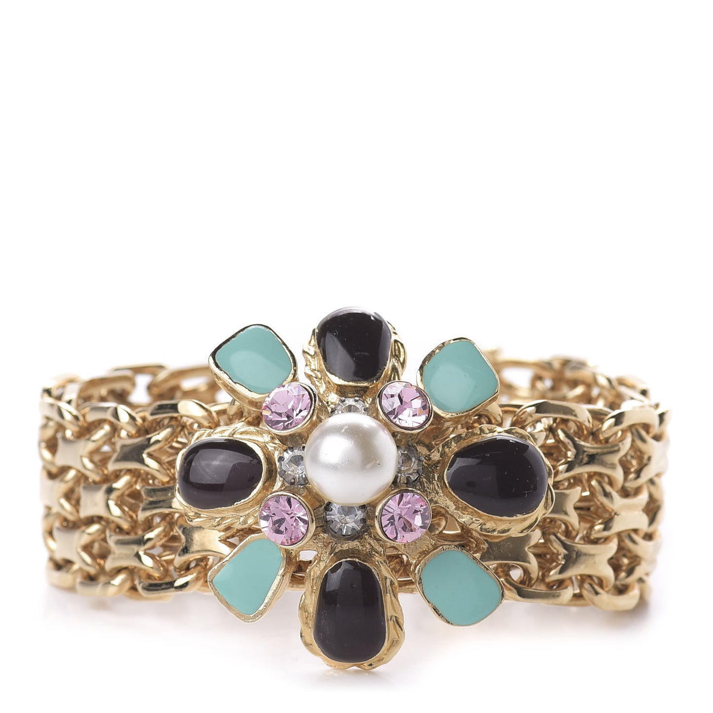Crystal Pearl Gripoix Bracelet Gold