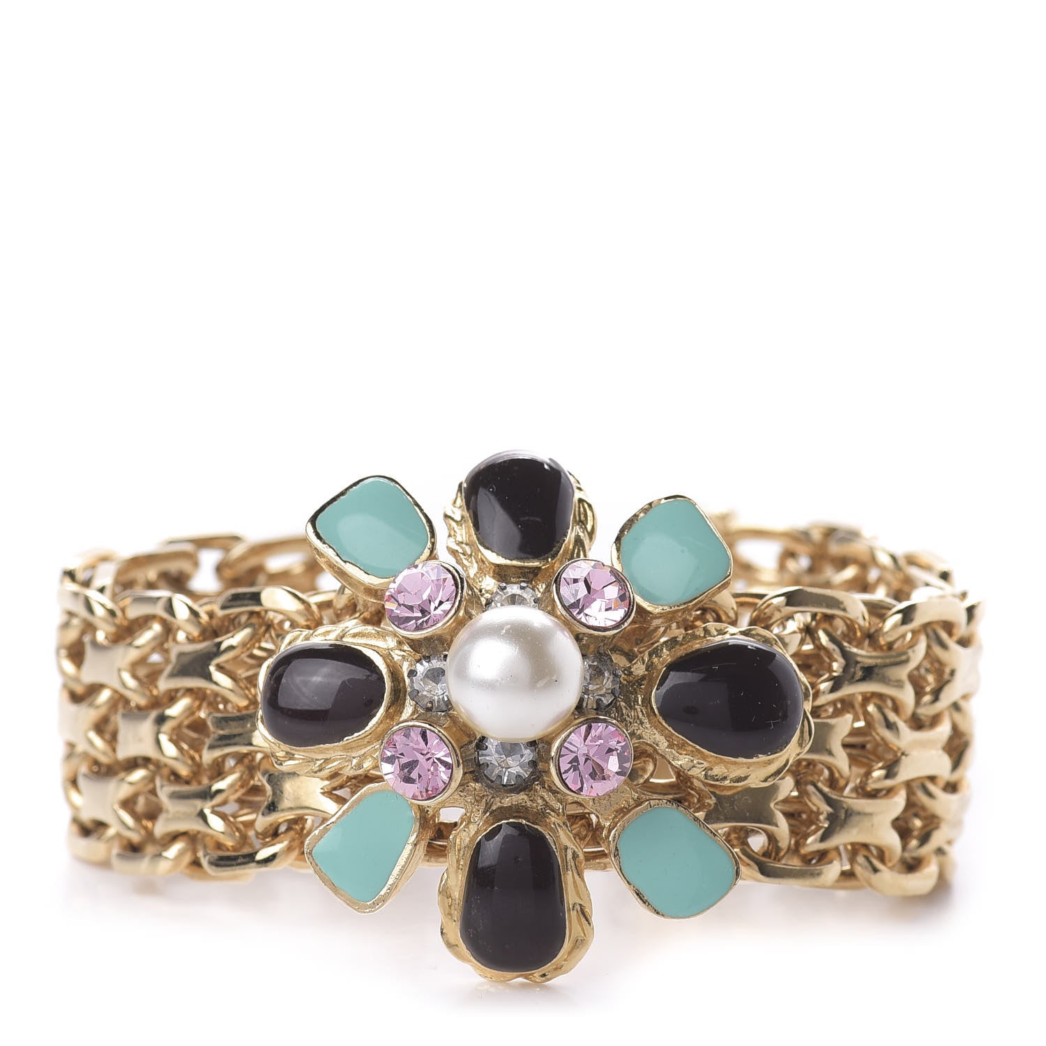 Chanel Crystal Pearl Gripoix Bracelet Gold 1 of 6