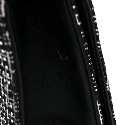 Christian Dior Tweed Embellished Diorama Flap Bag Black White 19 of 23