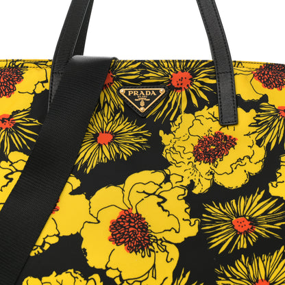 Prada Tessuto Nylon Saffiano Floral Print Tote Giallo 7 of 10