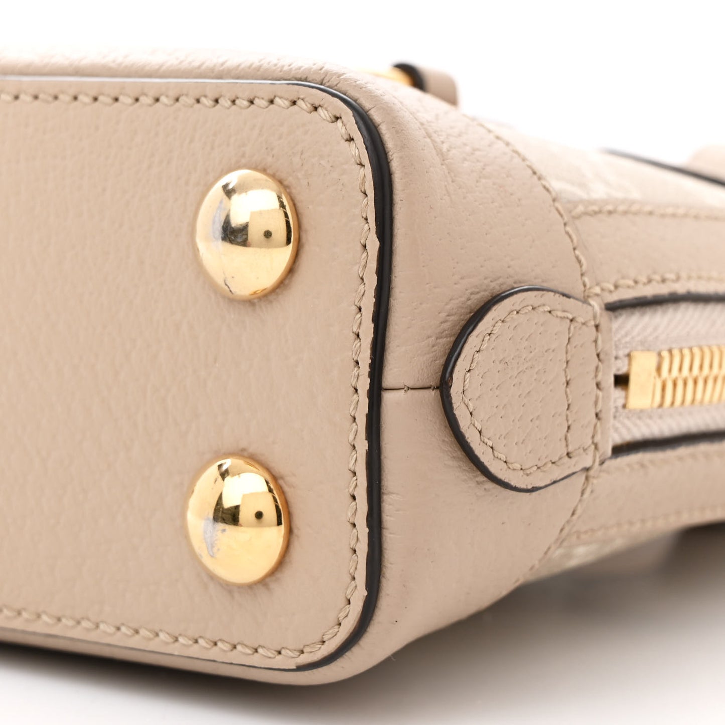 GG Supreme Monogram Textured Dollar Calfskin Mini Horsebit 1955 Top Handle Bag Beige Mystic White Oatmeal
