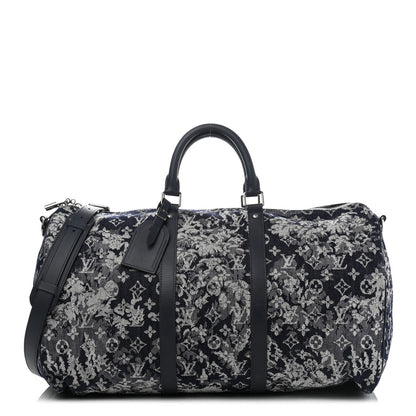 Louis Vuitton Monogram Tapestry Keepall Bandouliere 50 Bleu 1 of 8