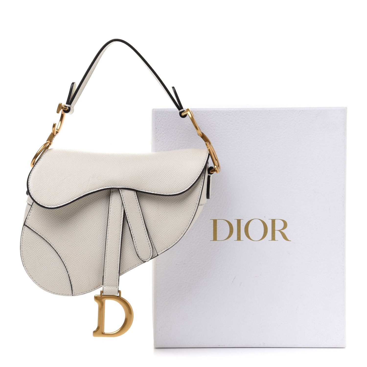 Christian Dior Grained Calfskin Mini Saddle Bag White 13 of 13