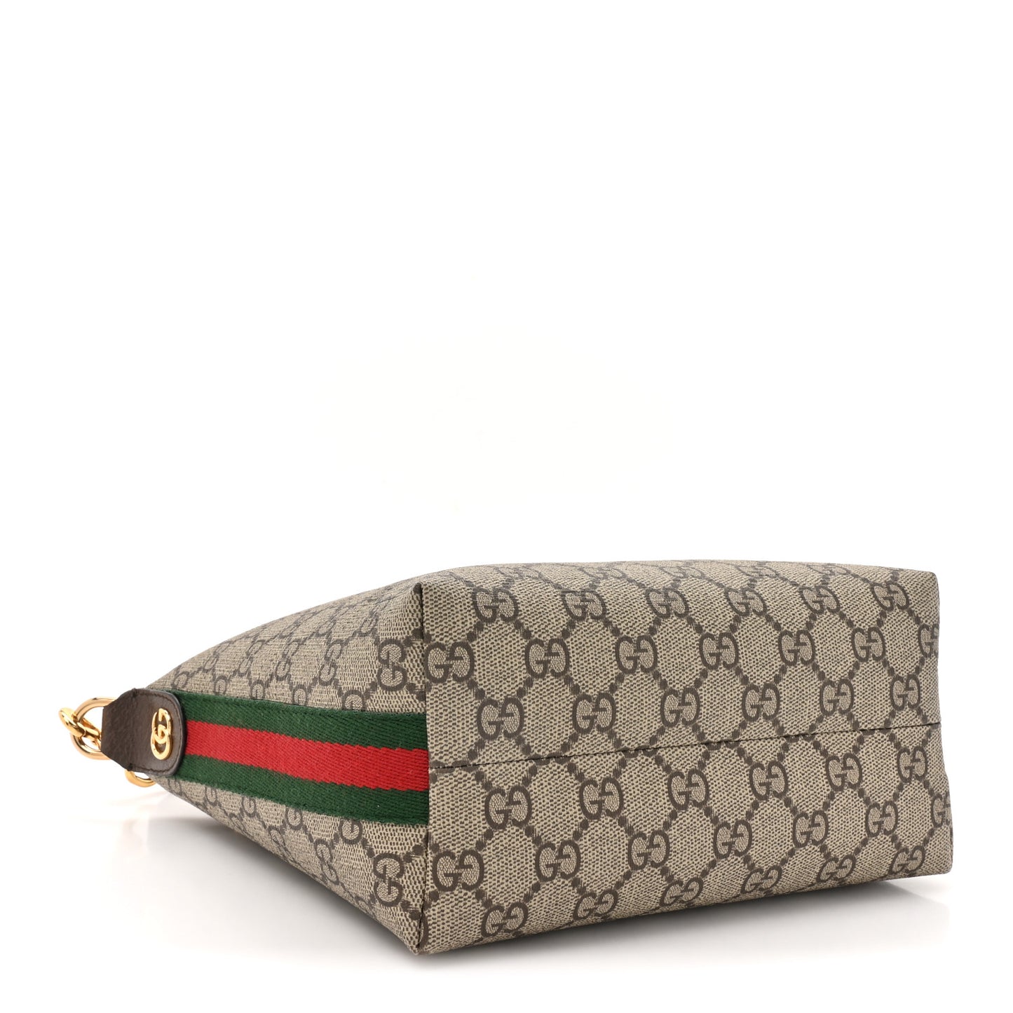 GG Supreme Monogram Textured Calfskin Web Super Mini Ophidia Shoulder Bag Beige Ebony New Acero