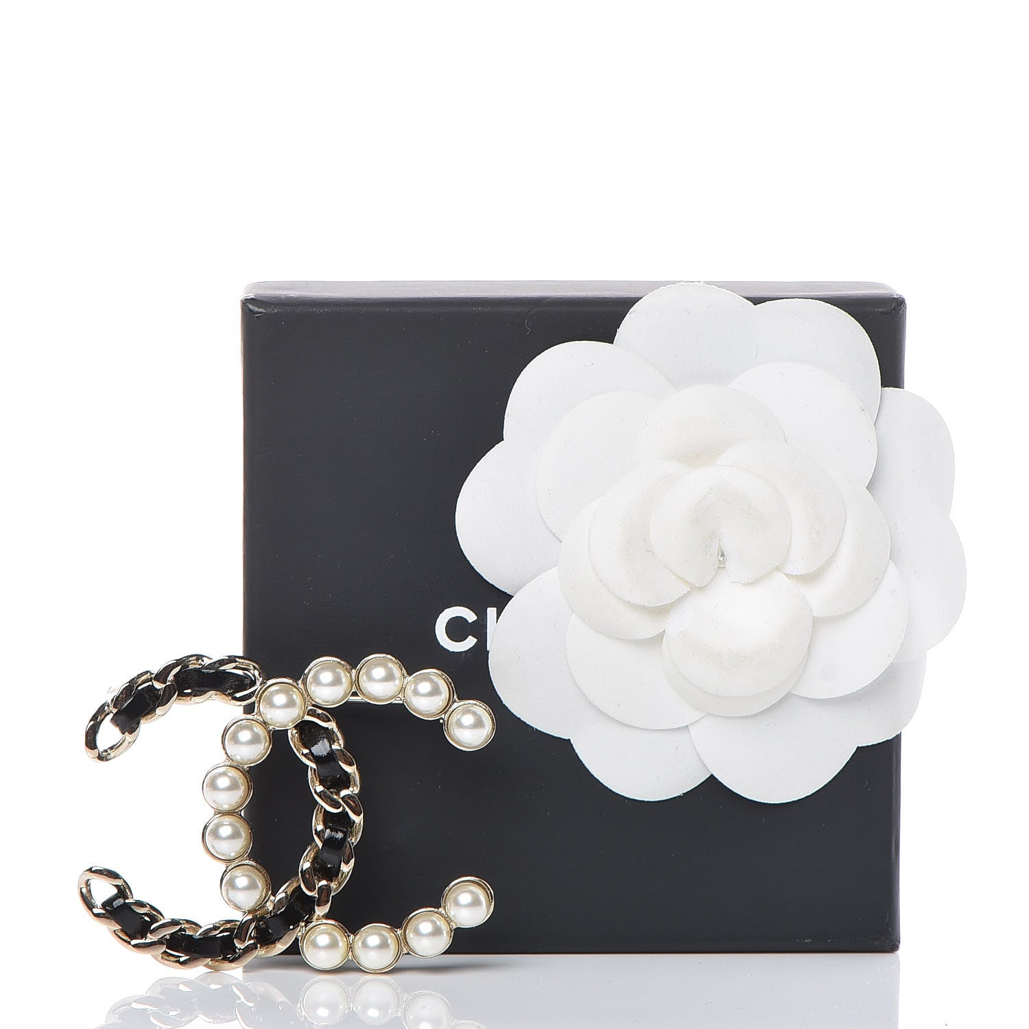 Chanel Lambskin Pearl CC Chain Brooch Black Gold 5 of 5