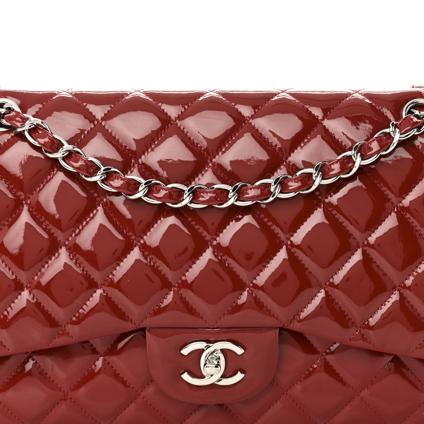 Patent Quilted Jumbo Double Flap Red