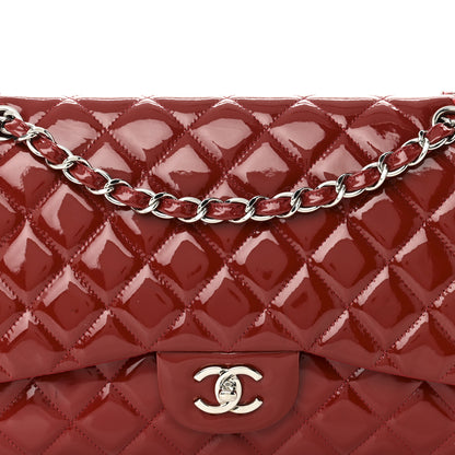 Chanel Patent Quilted Jumbo Double Flap Red 7 of 9