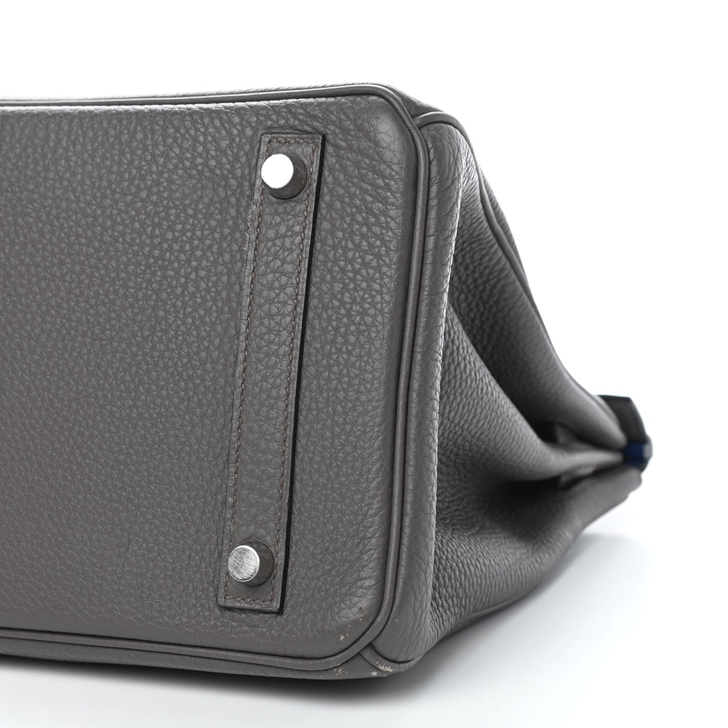 Hermes Togo Horseshoe Birkin 30 Etain Bleu Electrique 10 of 13