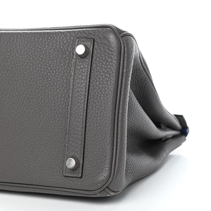 Hermes Togo Horseshoe Birkin 30 Etain Bleu Electrique 10 of 13