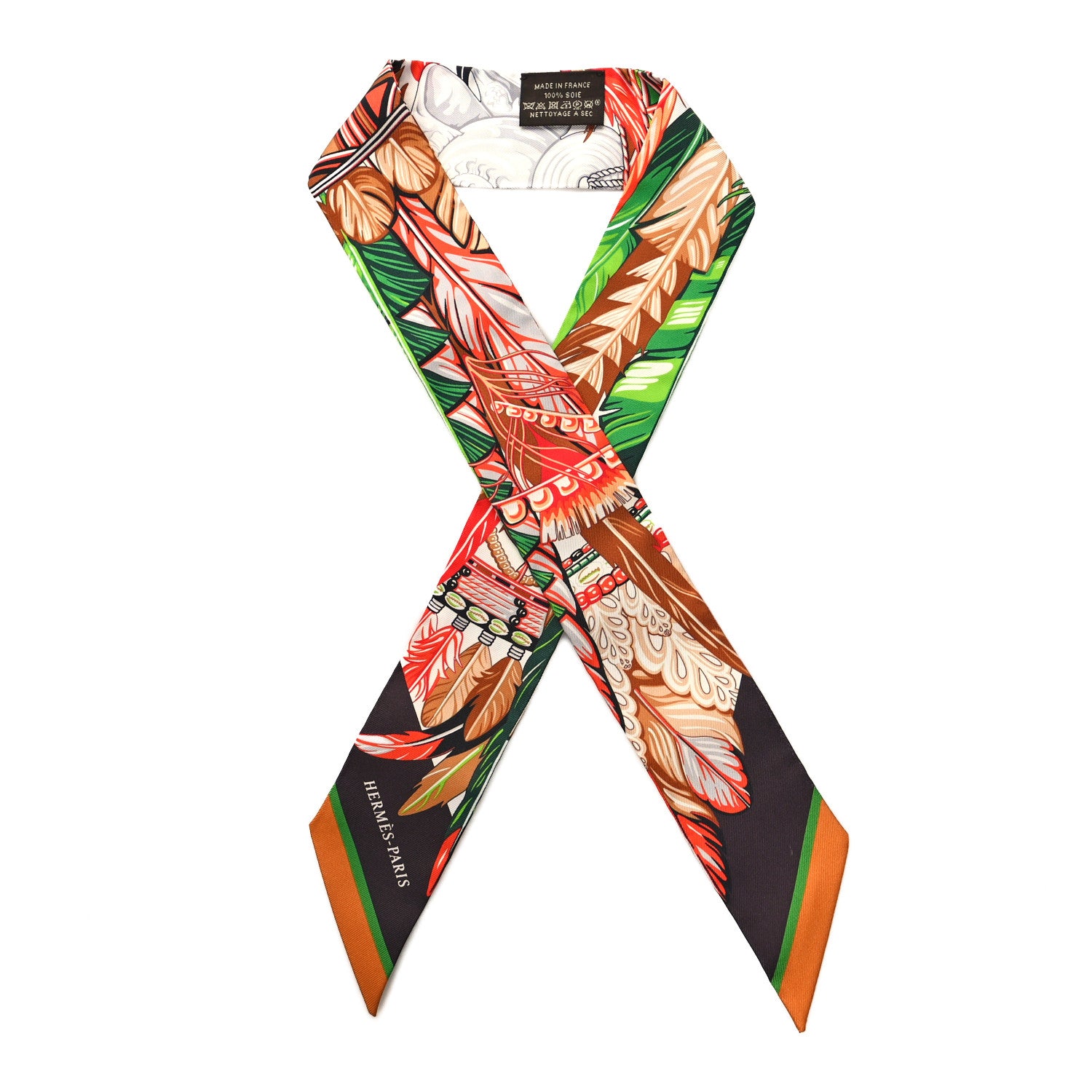 Hermes Silk La Danse Pacifique Twilly Vert Vif Corail 1 of 4