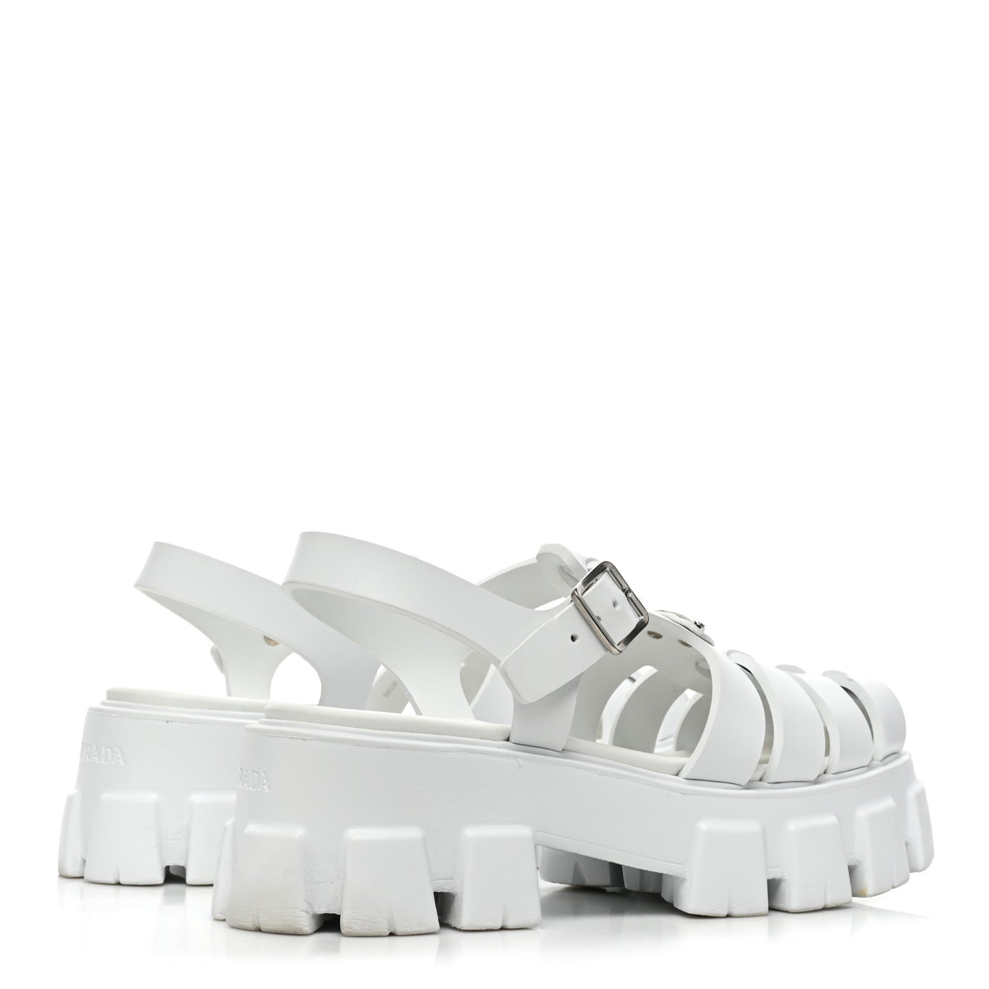Foam Rubber Metal Triangle Logo Monolith 55mm Cage Sandals 40 White