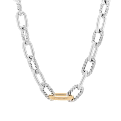 David Yurman Sterling Silver 18K Yellow Gold 13.5mm Madison Link Necklace 1 of 6