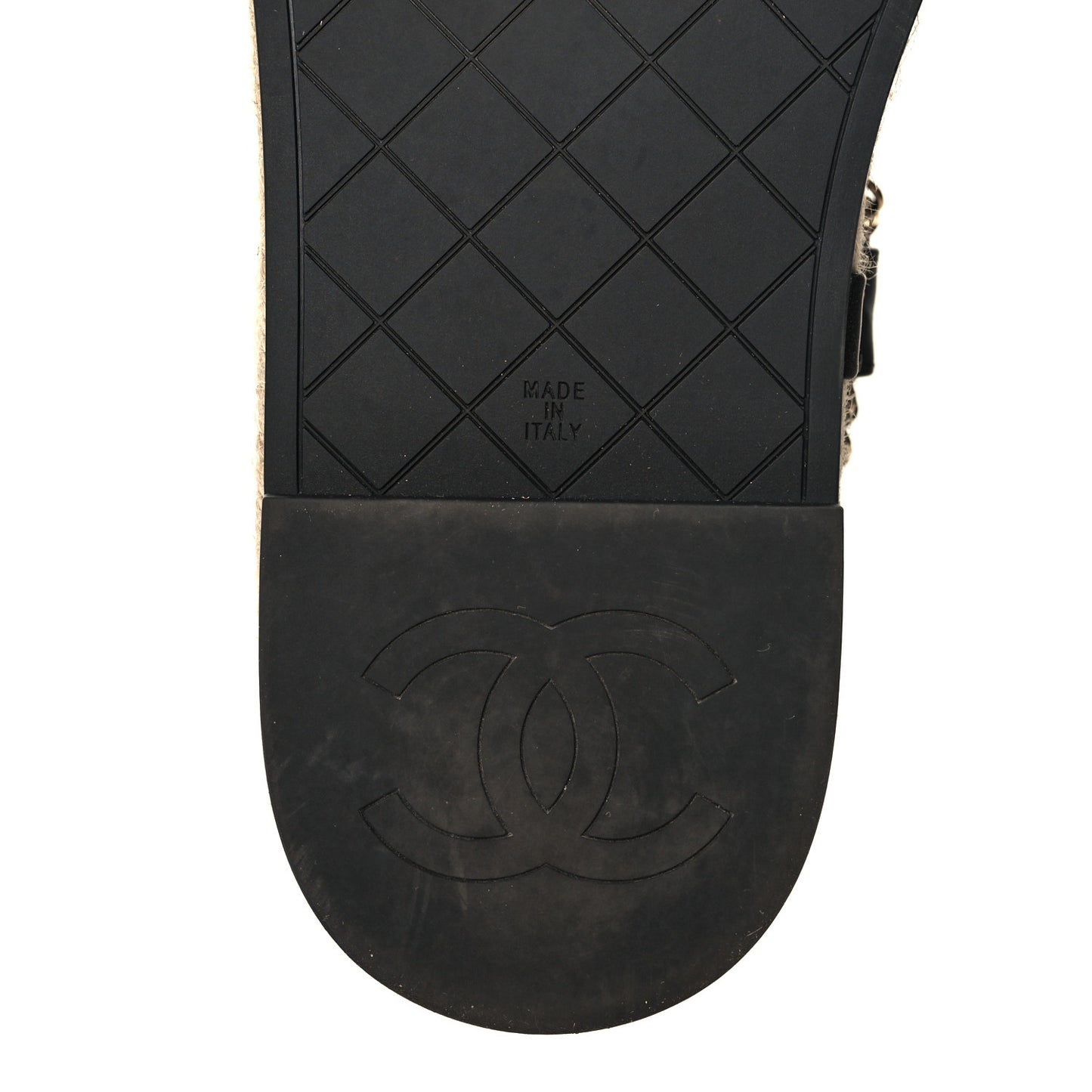 Lambskin Chain CC Thong Espadrille Sandals 38 Black