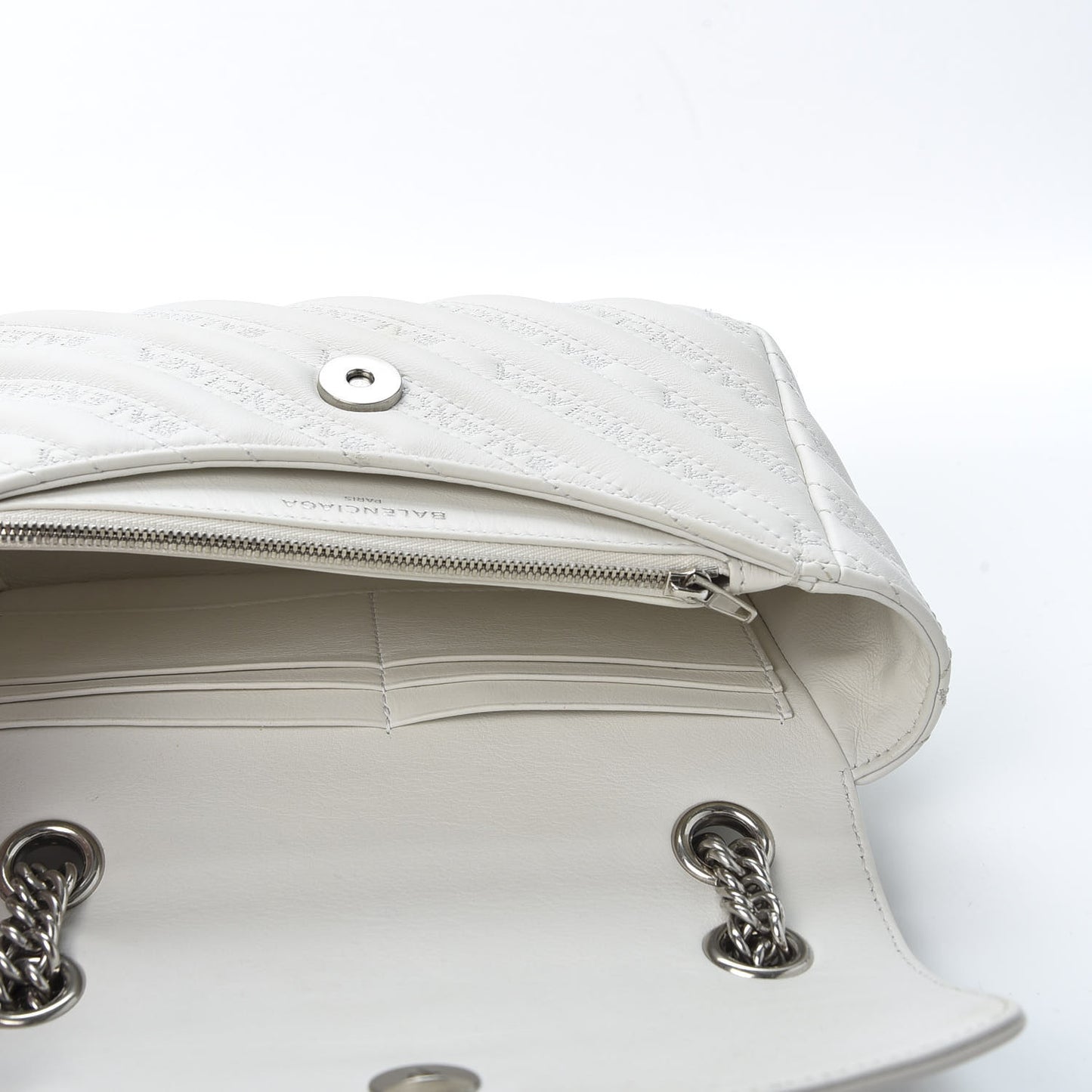 Calfskin Logo Matelasse S BB Round Shoulder Bag White