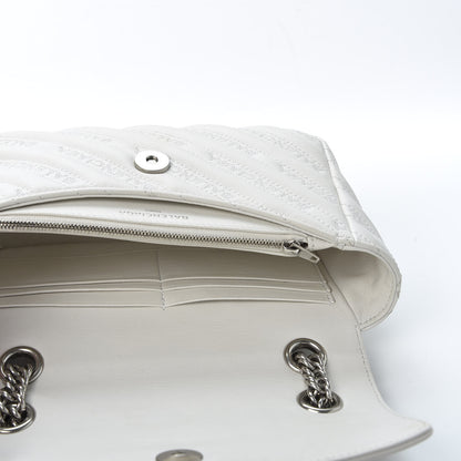 Balenciaga Calfskin Logo Matelasse S BB Round Shoulder Bag White 4 of 9