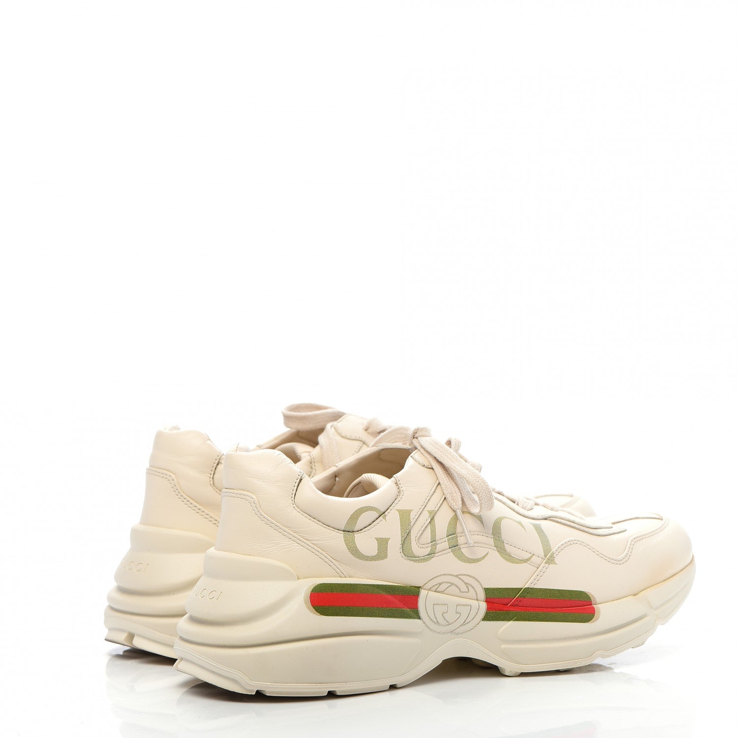 Gucci Calfskin Logo Mens Rhyton Sneakers 8.5 Ivory 5 of 9