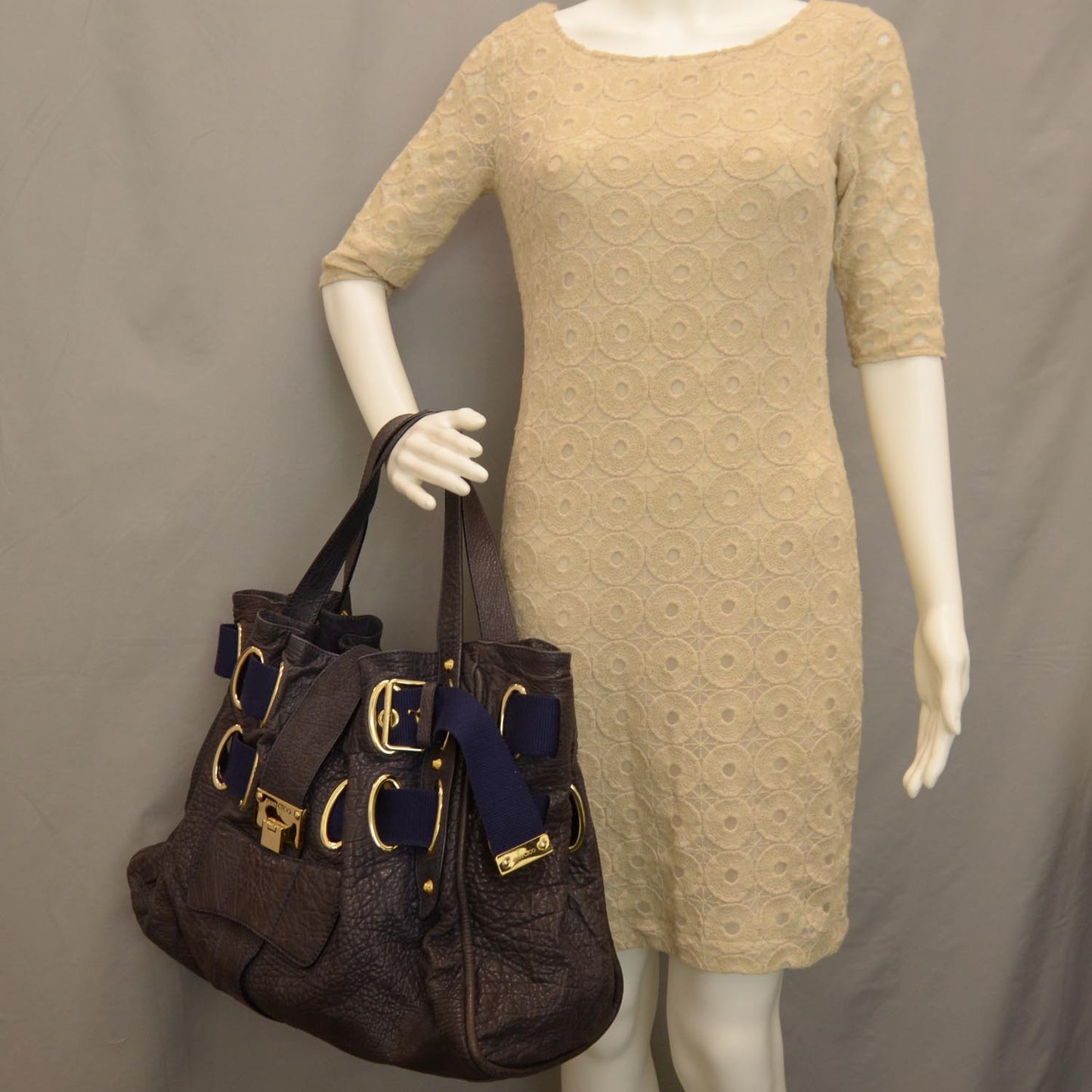Drummed Leather XL Ramona Navy