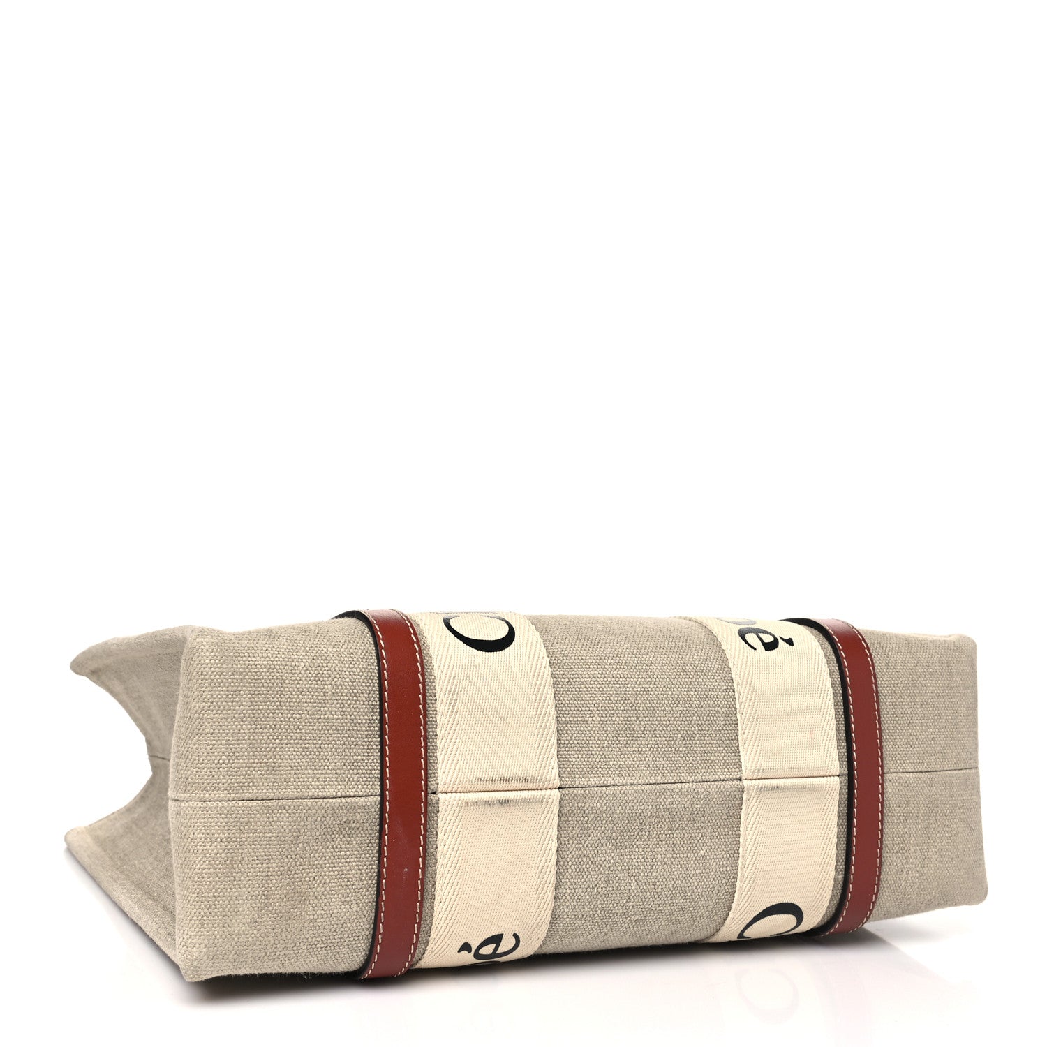 Chloe Cotton Calfskin Medium Woody Ribbon Tote White Brown 4 of 11