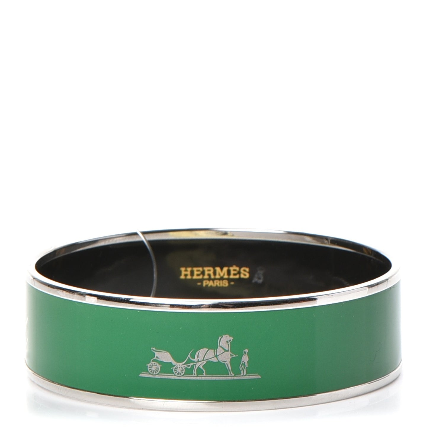 Enamel Wide Caleche Bracelet 62 Vert Sapin