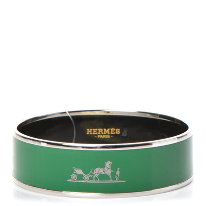 Hermes Enamel Wide Caleche Bracelet 62 Vert Sapin 1 of 5