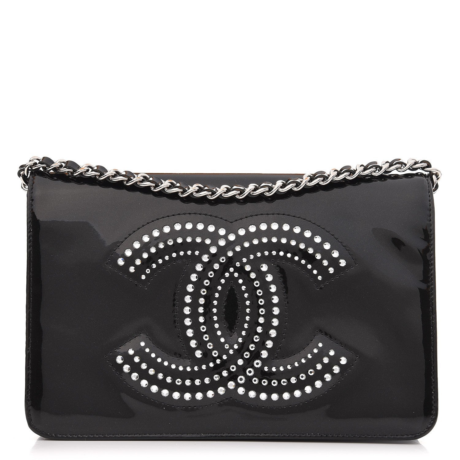 Chanel Patent Strass Wallet On Chain WOC Black 1 of 8