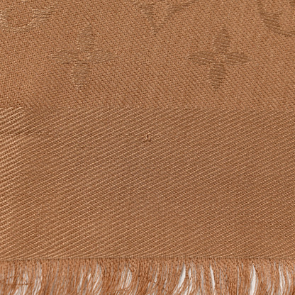 Louis Vuitton Silk Wool Monogram Shine Shawl Caramel 4 of 4