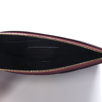 Saint Laurent Grain De Poudre Chevron Monogram Large Bill Pouch Rouge Legion 4 of 8