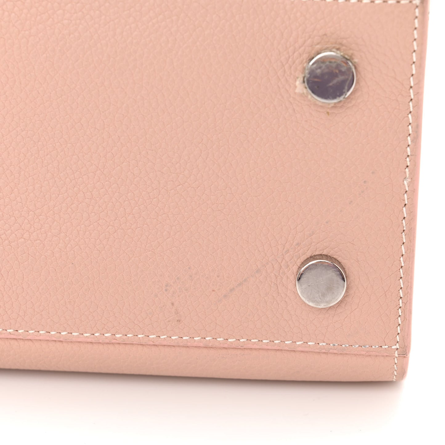 Grained Calfskin Topstich Baby Sac De Jour Antique Rose