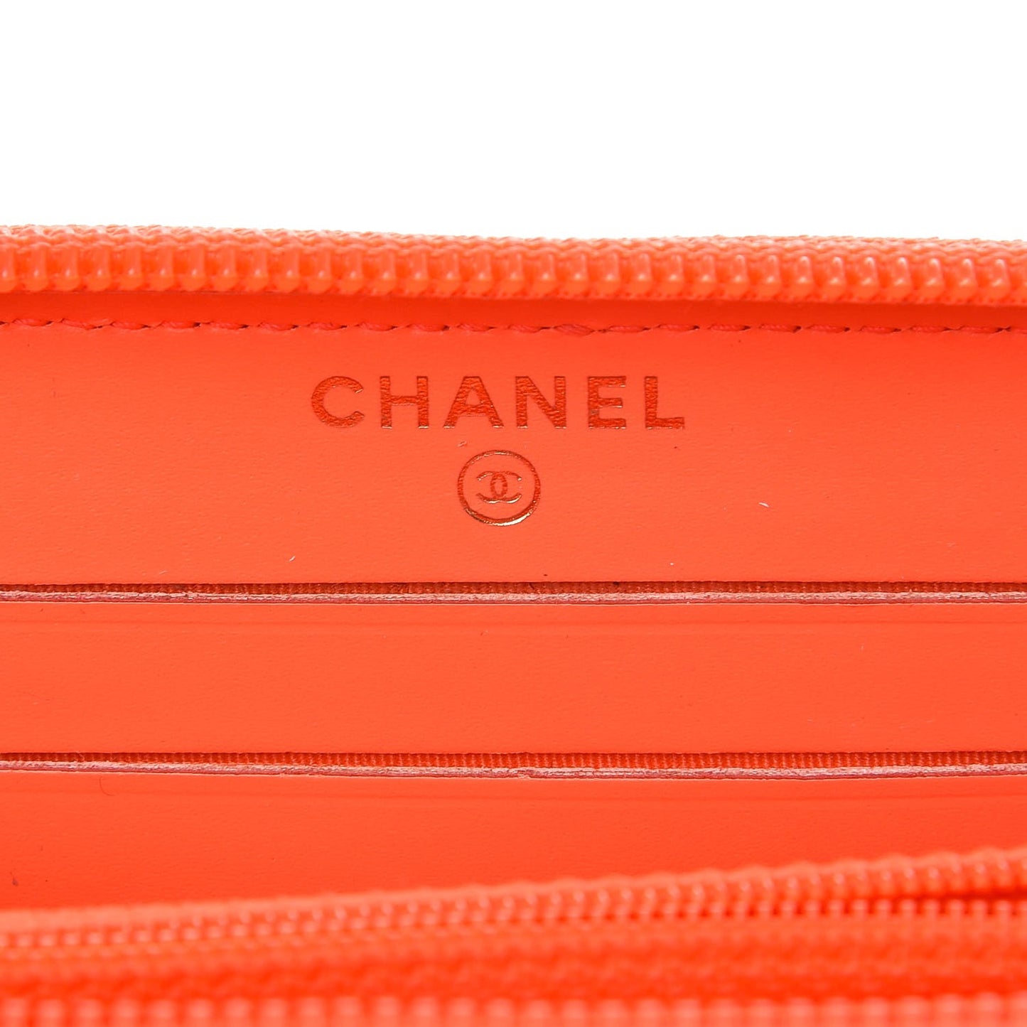 Patent Quilted Small Boy Zip Around Wallet Orange