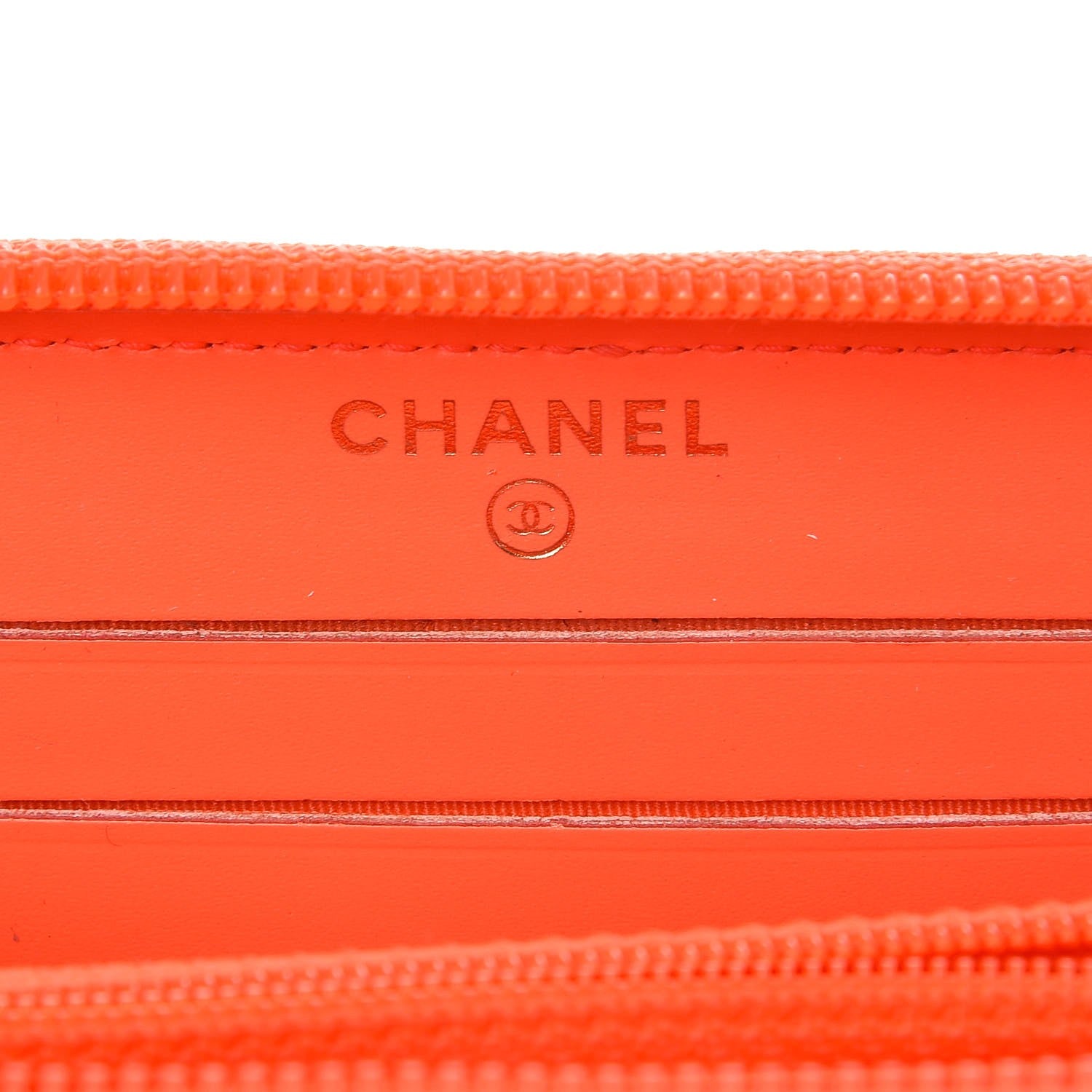 Chanel Patent Quilted Small Boy Zip Around Wallet Orange 7 of 11