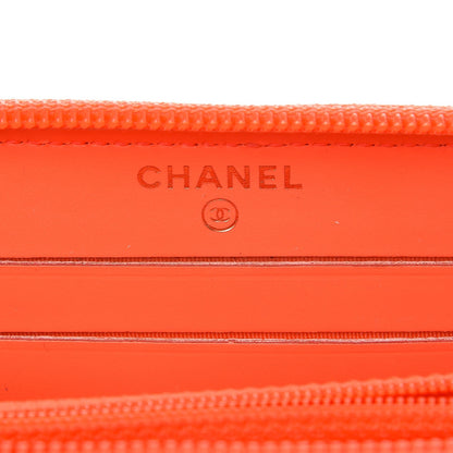 Chanel Patent Quilted Small Boy Zip Around Wallet Orange 7 of 11
