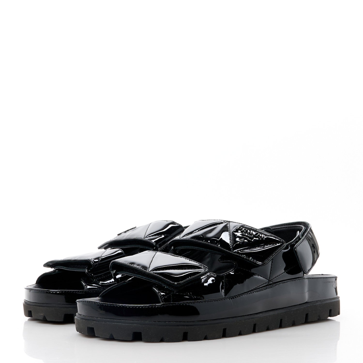 Prada Patent Quilted Padded Slingback Sandals 40 Black 3 of 9