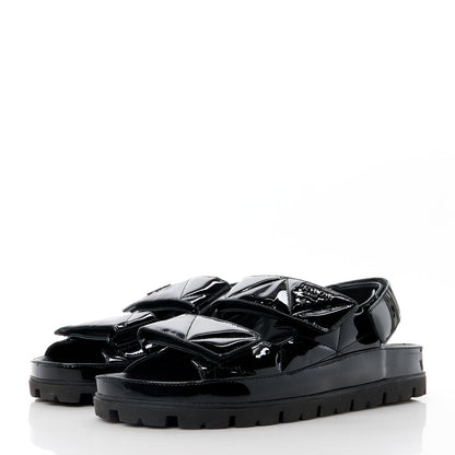 Prada Patent Quilted Padded Slingback Sandals 40 Black 3 of 9