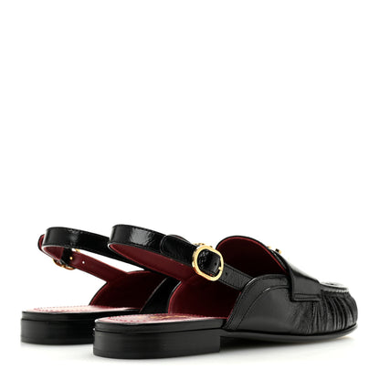 Chanel Crumpled Shiny Lambskin CC Slingback Mocassins 38 Black 5 of 10