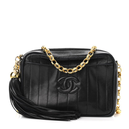 Chanel Lambskin Vertical Quilted CC Tassel Camera Case Black 1 of 10