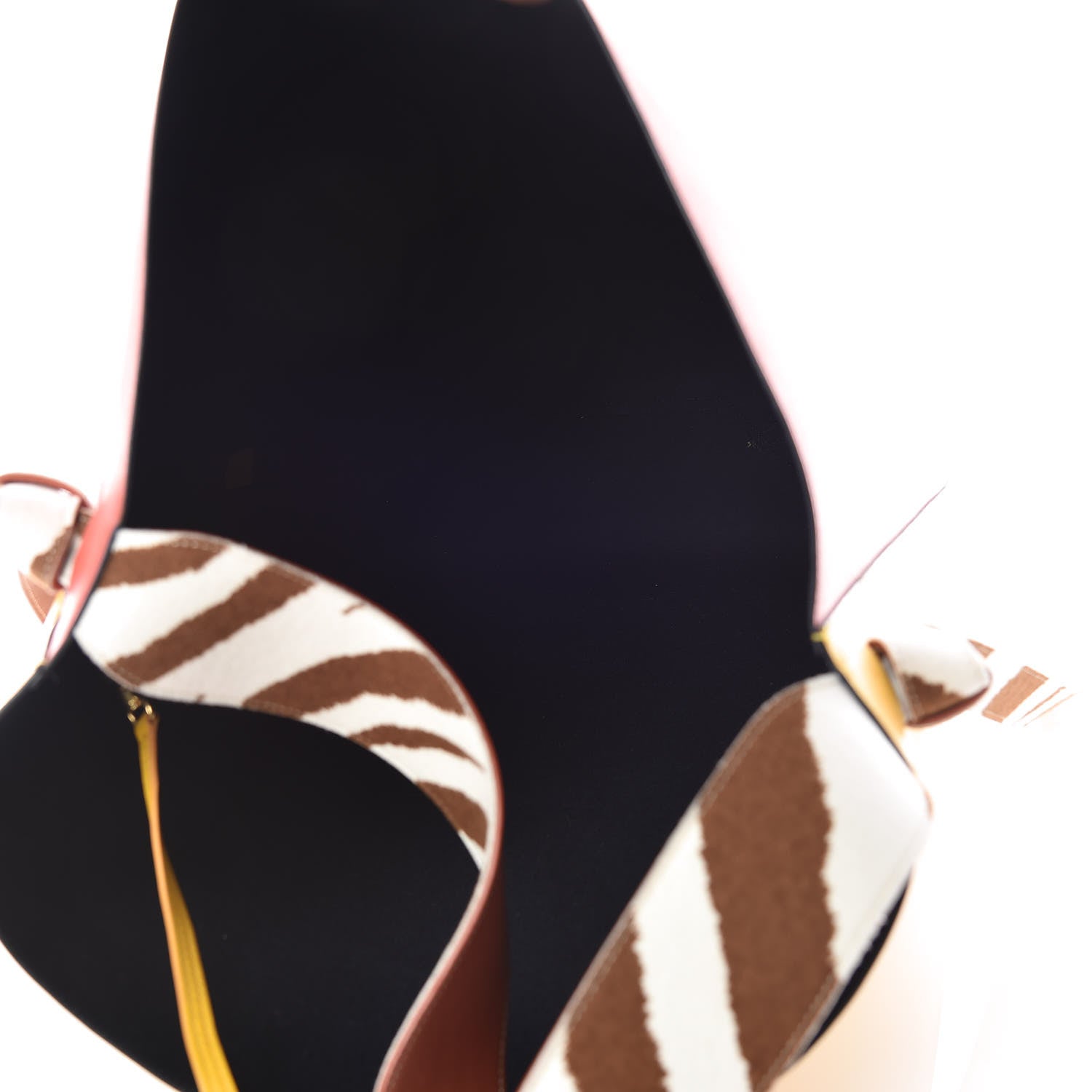 Celine Shiny Smooth Calfskin Zebra Printed Oversized Twisted Cabas Sunflower Light Ruby 8 of 13