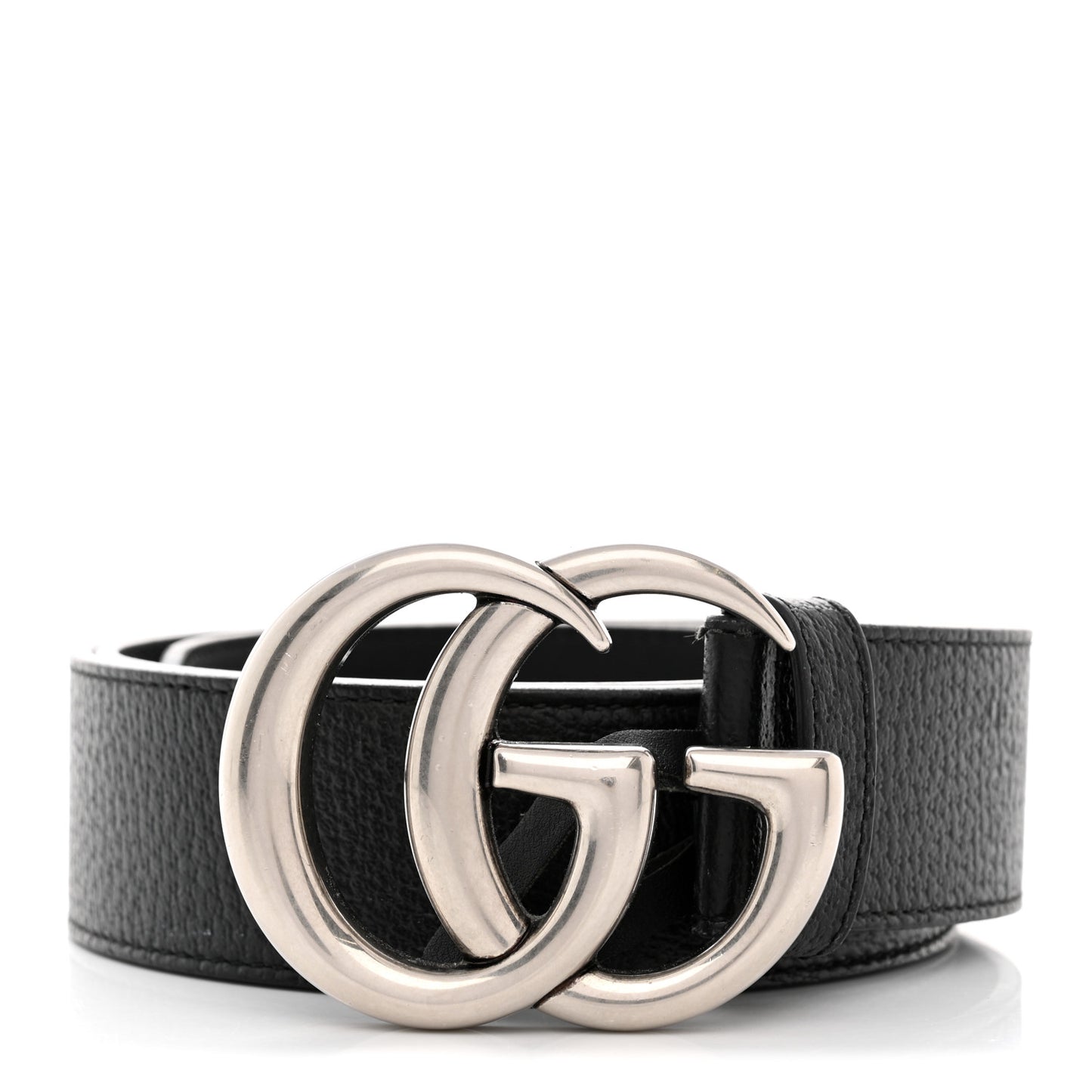 Textured Dollar Calfskin Nickel Double G 40mm Belt 90 36 Black